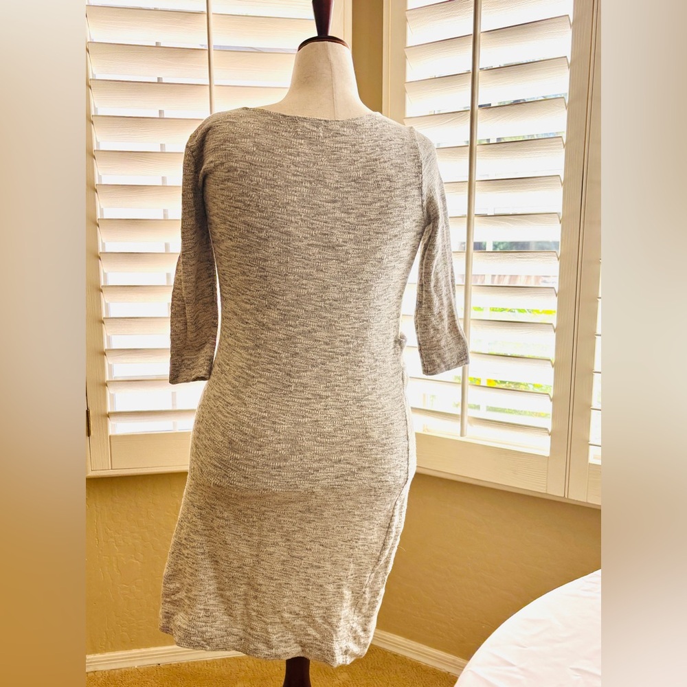 Anthropologie T.La Gray Knee Length Sweater Dress Women’s Size Small Front Tie - Picture 10 of 12